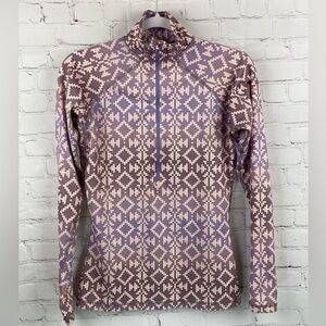 NIKE PRO Womens Pullover Top HYPERWARM Pink Purple Half-Zip Training Medium